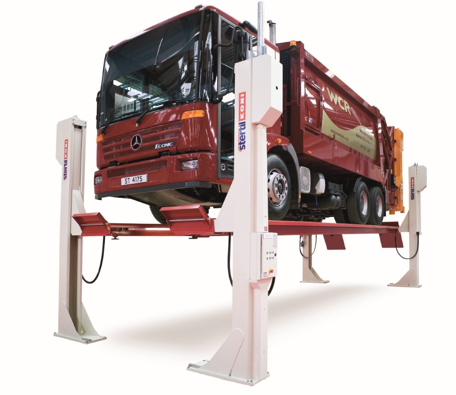 4-Post platform vehicle lift with truck