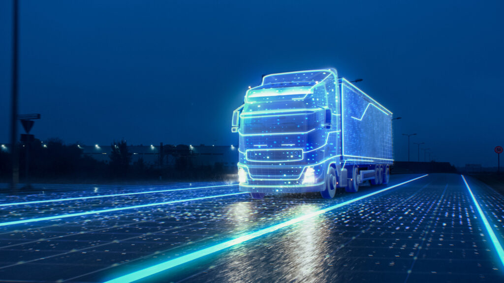 A rendering of an autonomous truck