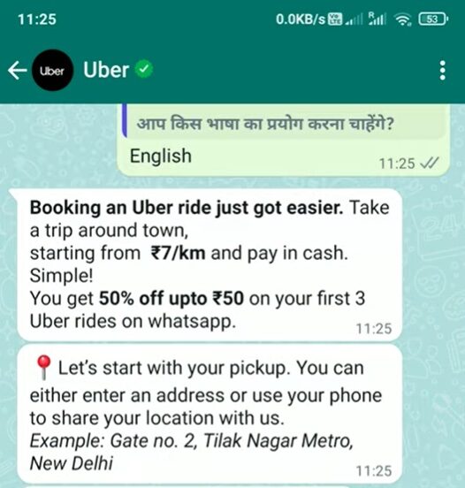 Uber WhatsApp