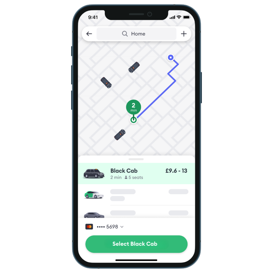 London Black Cab on Bolt app