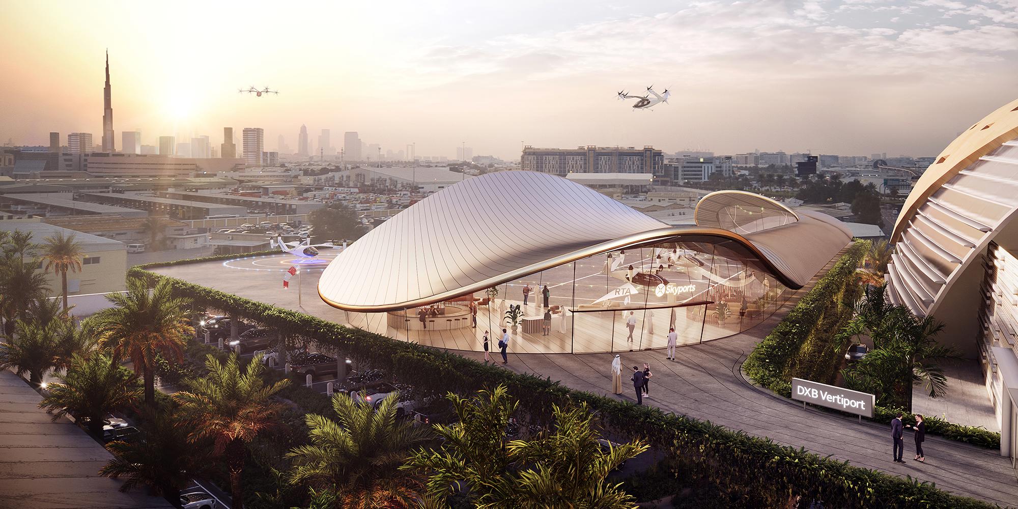 Foster + Partners' design concept for a vertiport terminal in Dubai