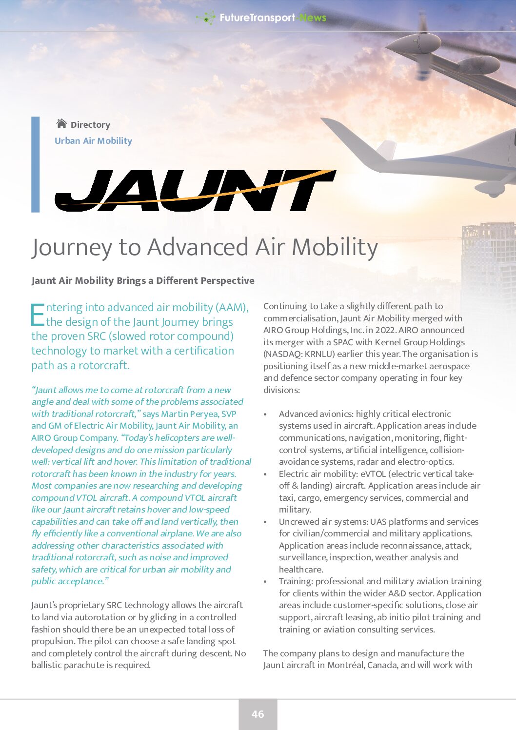 Jaunt Air Mobility: Journey to Advanced Air Mobility