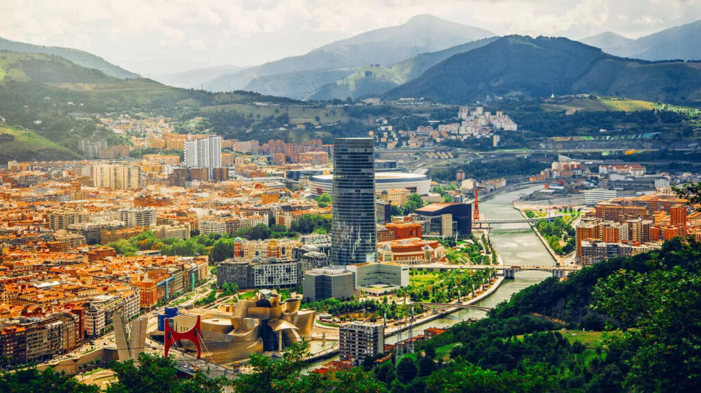 The city of Bilbao in Madrid during the day