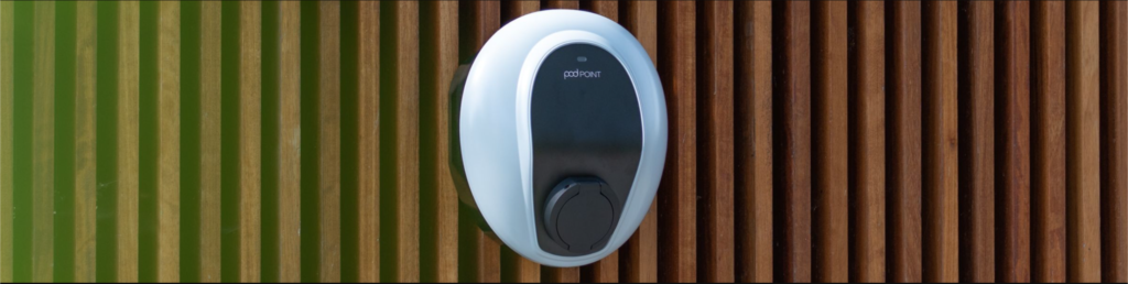 An image of one of Pod Point's EV wall charging units