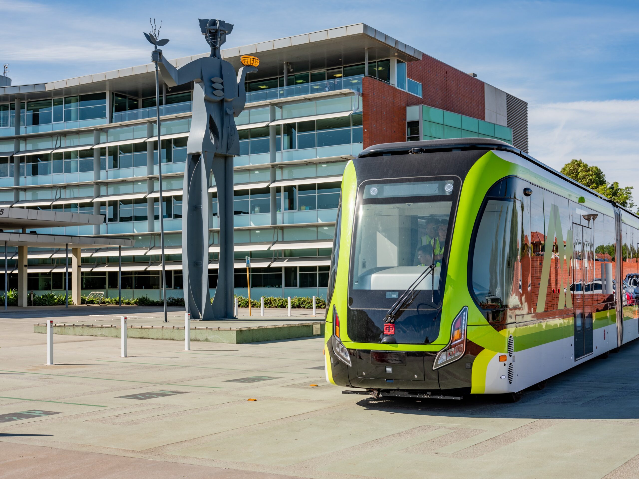 The 'Trackless Tram' has been manufactured by  CRRC and is on loan from China