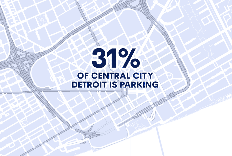 Detroit uses 31% of central city space for parking