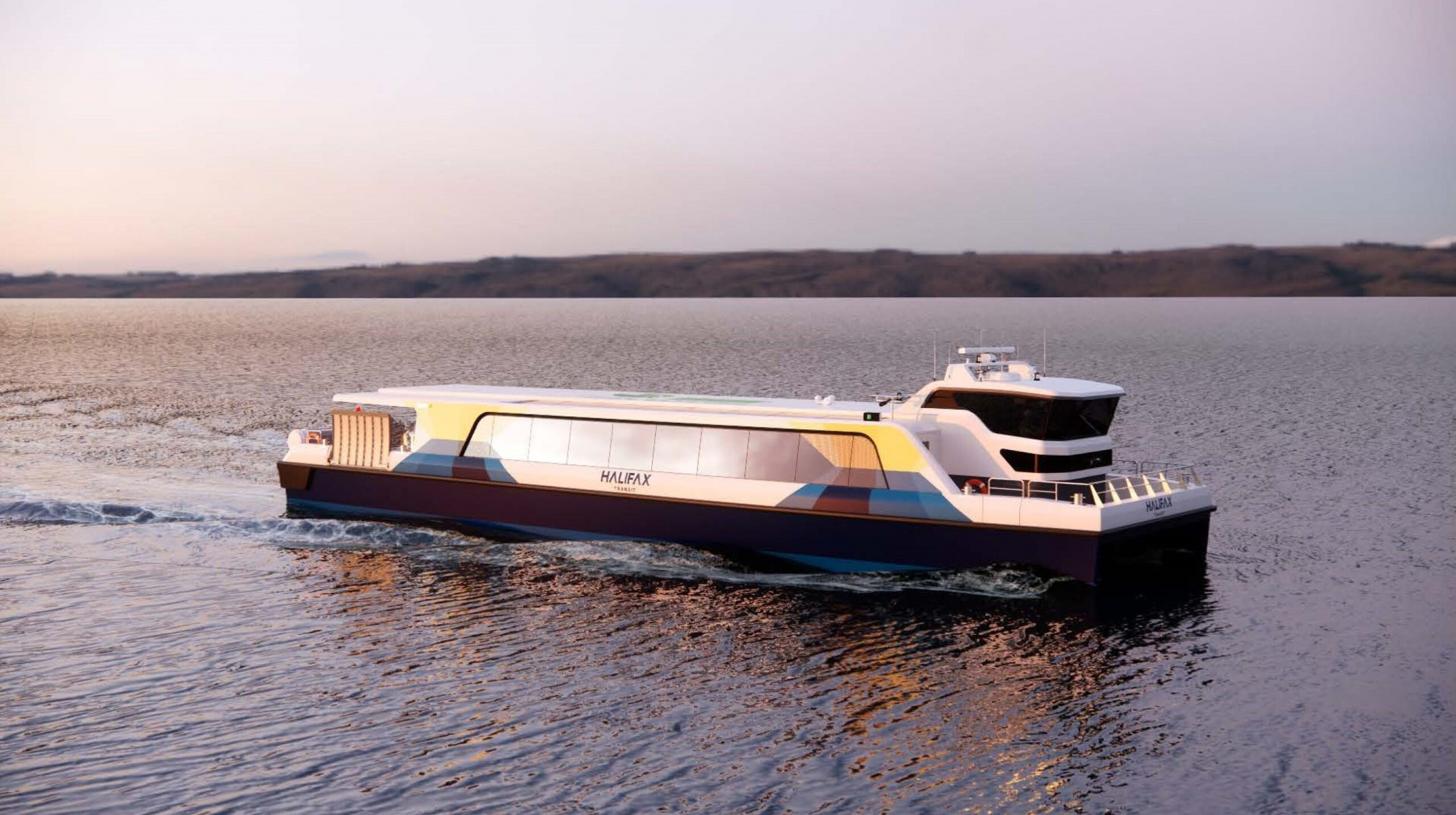 A rendering of an electric Halifax ferry
