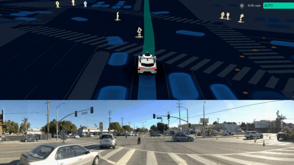 The Waymo Driver recently interpreting a police officer’s hand signals in a Los Angeles intersection