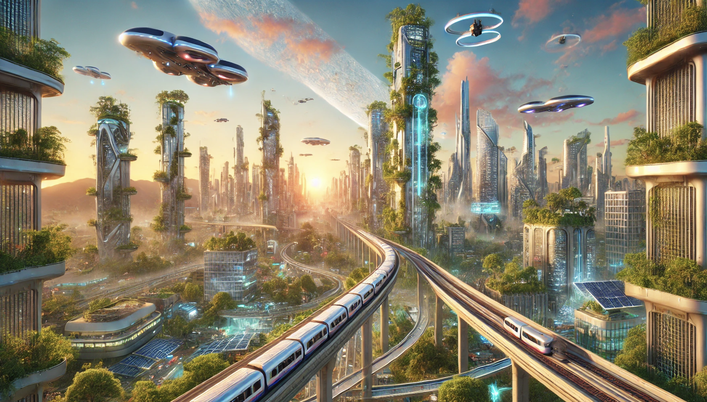 An artistic representation of a futuristic Los Angeles