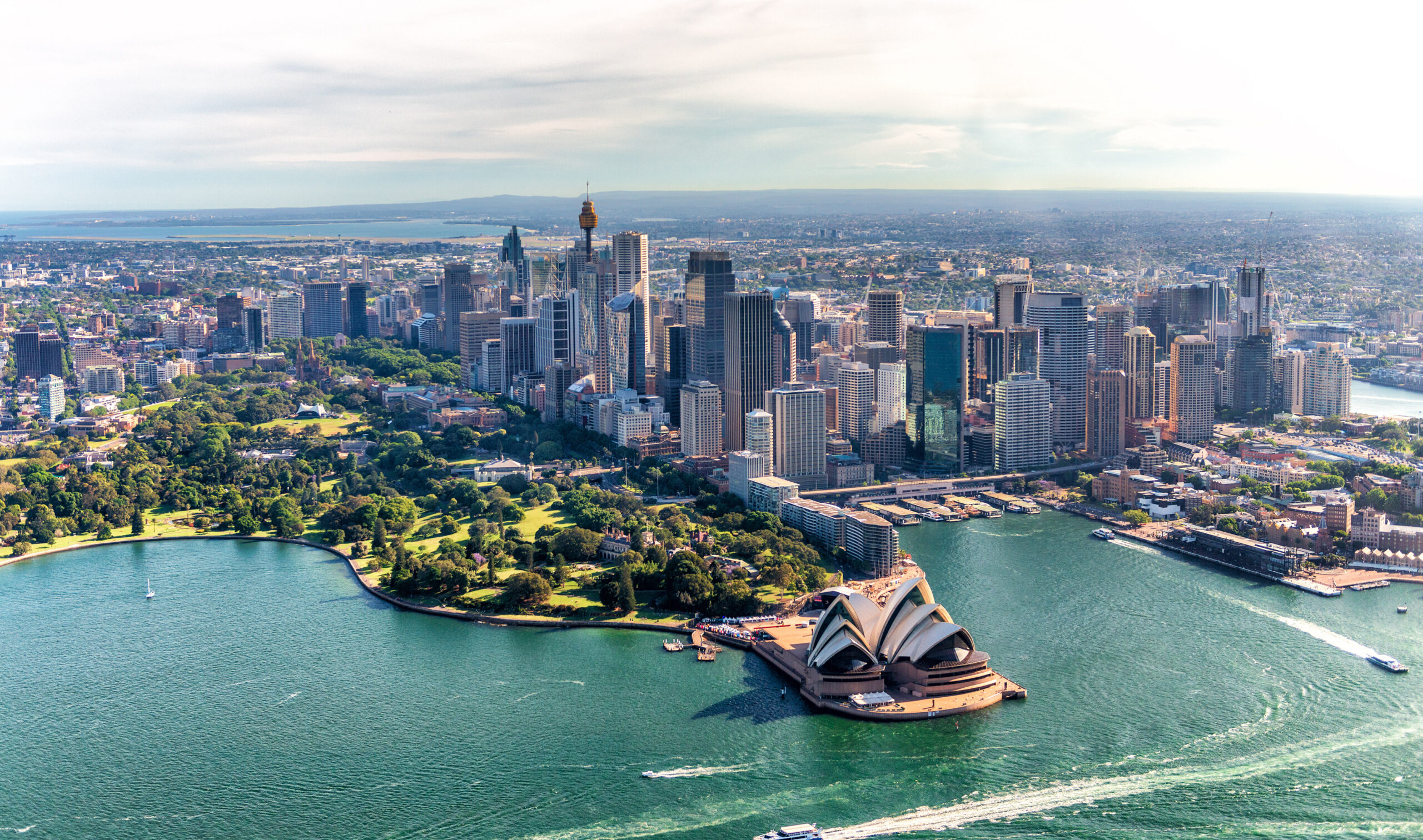 Aerial view of Sydney Harbor and Downtown Skyline, Australia