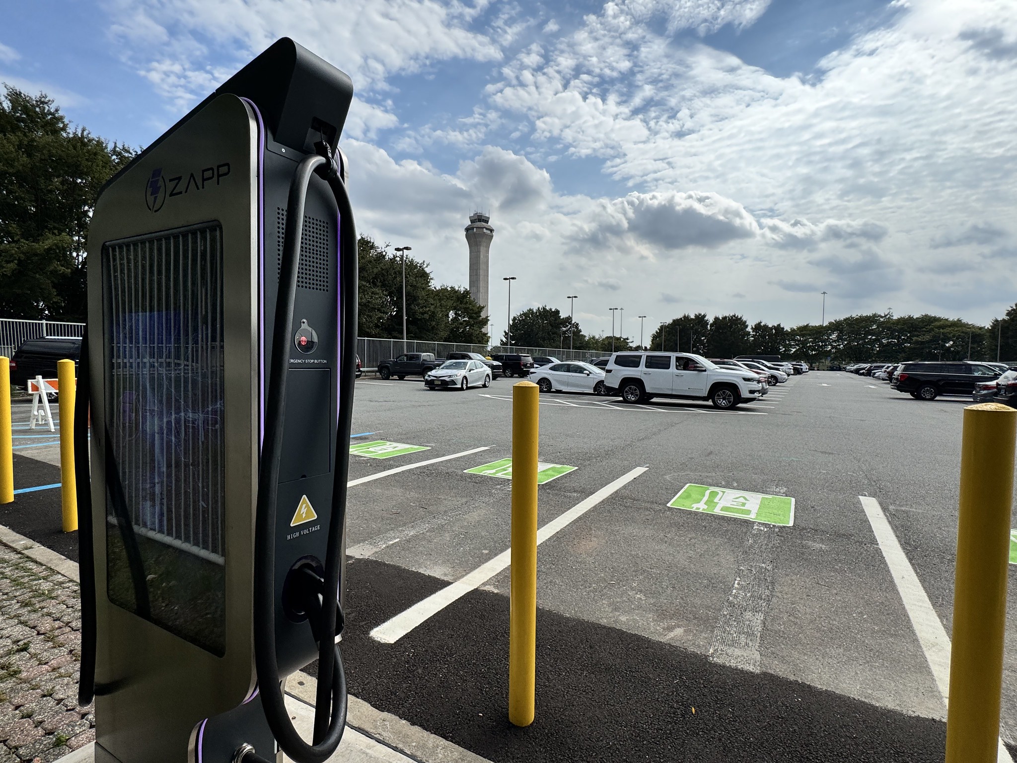 An electric car charging point