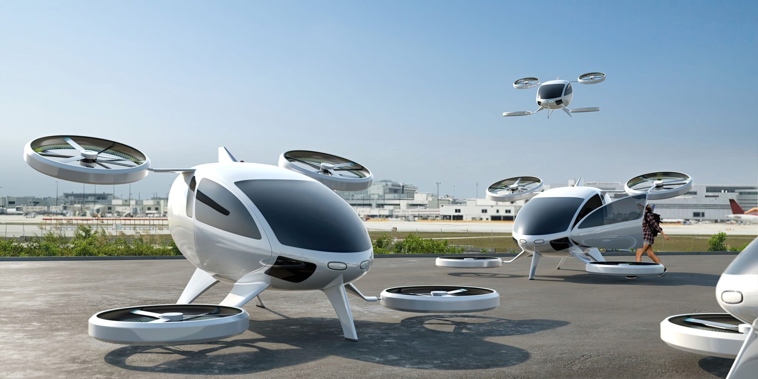 An artist rendering of an eVTOL unit