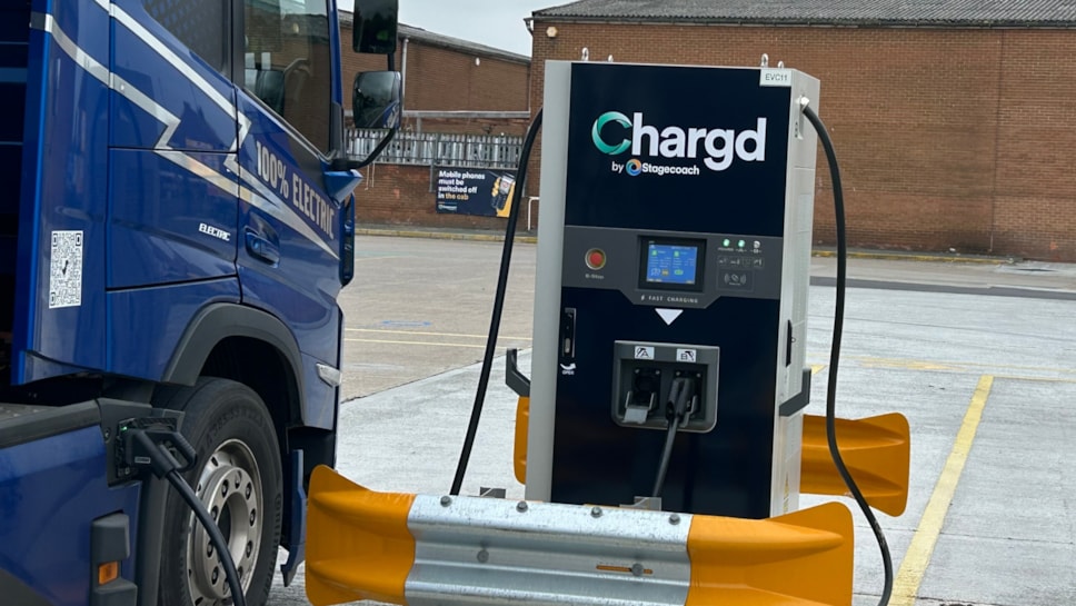 An eHGV charger at the Stockton-on-Tees depot