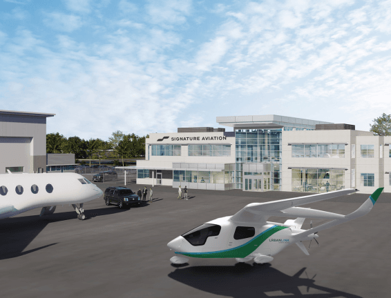 An artist rendering of an eCTOL aircraft