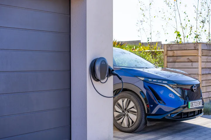 Side View of the Nissan with a Pod Point