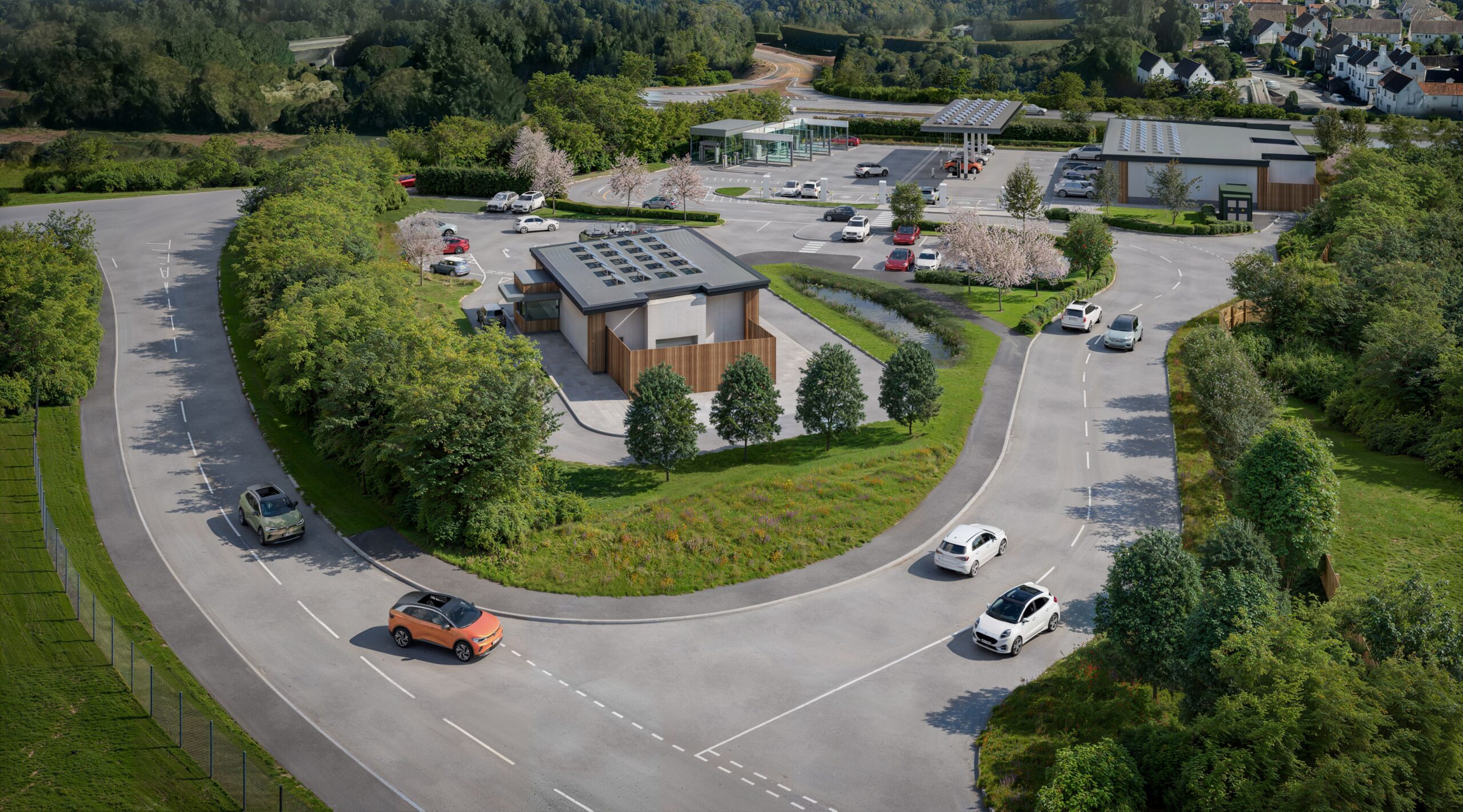 An artist rendering of the EV hub
