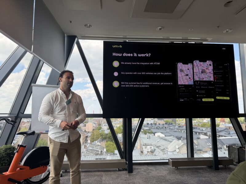 Man stood next to Umob presentation
