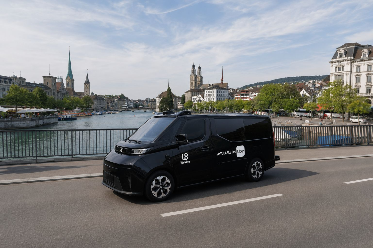 An illustration of WeRide and Uber's Robotaxi GXR in Zurich