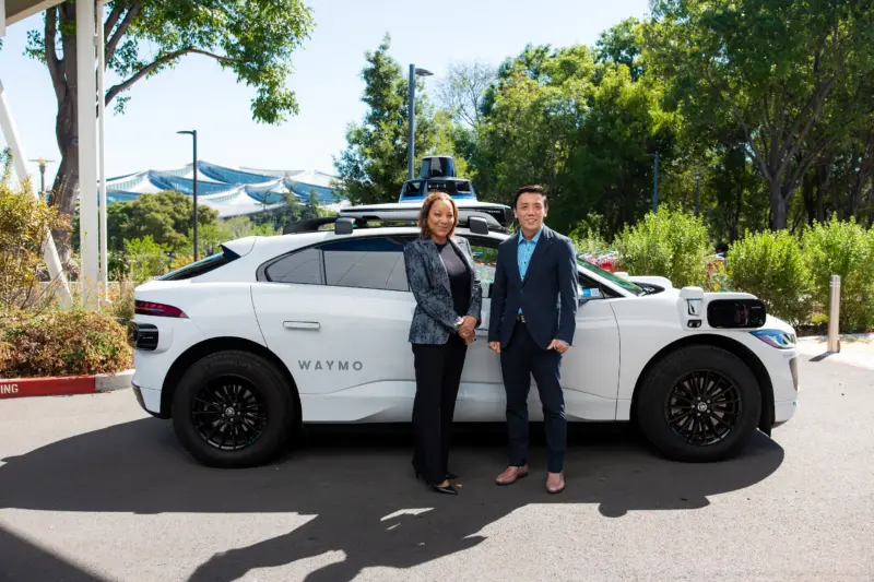 Waymo co-CEO Tekedra Mawakana & Jeffrey Siow, Minister for Transport, Singapore in the San Francisco Bay Area earlier this year 