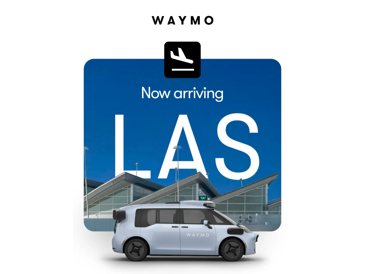 An advertisement for Waymo's introduction of services to LAS